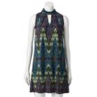 Women's Suite 7 Printed Mockneck Shift Dress, Size: 10, Teal Multi