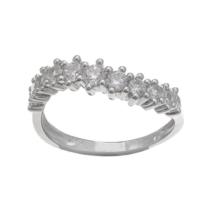 Primrose Sterling Silver Cubic Zirconia Curve Ring, Women's, Size: 8, White