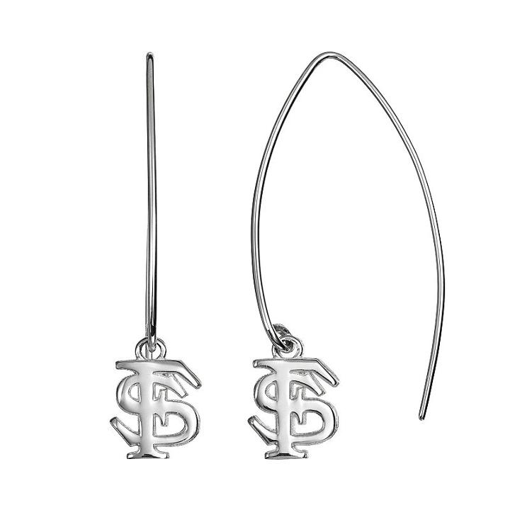 Dayna U Florida State Seminoles Sterling Silver Hook Earrings, Women's, Grey