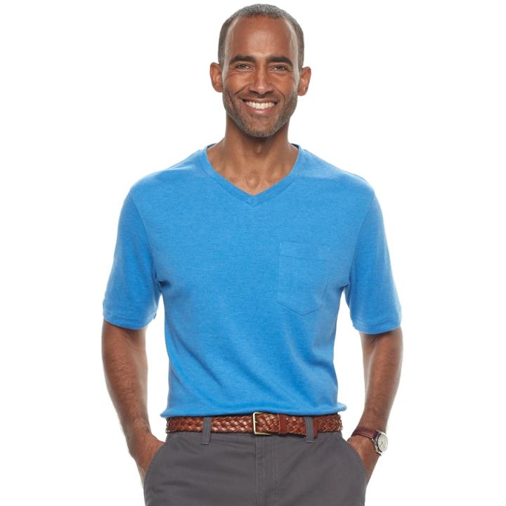 Men's Croft & Barrow&reg; V-neck Interlock Performance Tee, Size: Xl, Med Blue