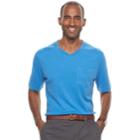 Men's Croft & Barrow&reg; V-neck Interlock Performance Tee, Size: Xl, Med Blue