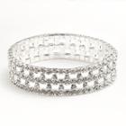 Silver Tone Simulated Crystal Stretch Bracelet, Women's, White