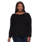Plus Size Croft & Barrow&reg; Textured-stitch Sweater, Women's, Size: 3xl, Black