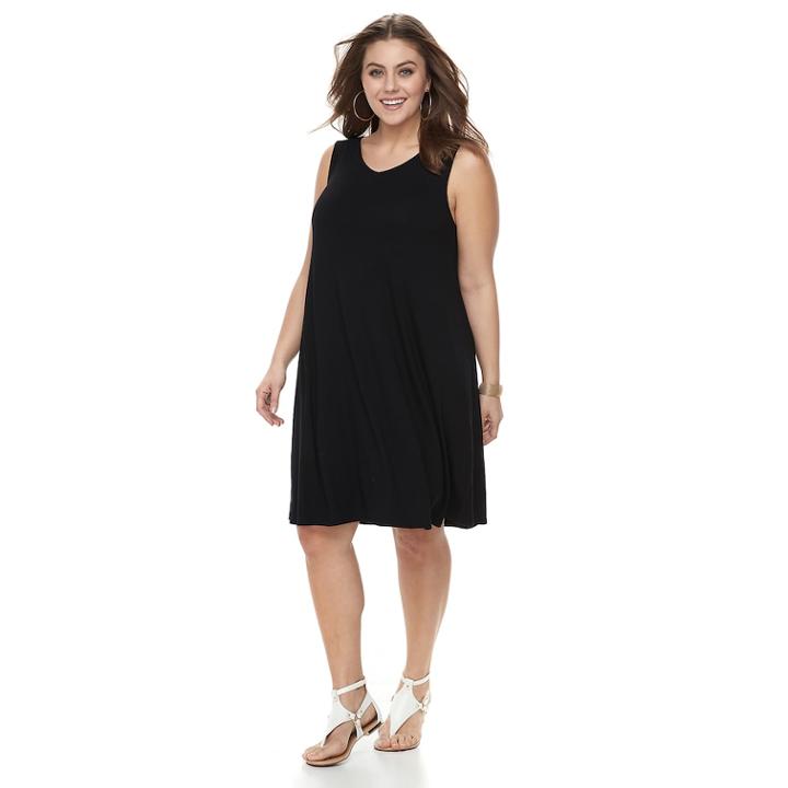 Plus Size Apt. 9&reg; Strappy V-back Dress, Women's, Size: 1xl, Black