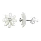 Itsy Bitsy Sterling Silver Mother-of-pearl & Crystal Flower Stud Earrings, Women's, Grey