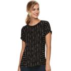 Women's Apt. 9&reg; Abstract Ribbed Tee, Size: Small, Black