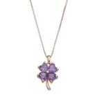 14k Rose Gold Over Silver Amethyst Four-leaf Clover Pendant Necklace, Women's, Size: 18, Purple