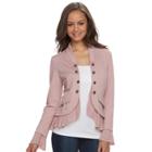 Juniors' About A Girl Ponte Military Blazer, Size: Medium, Light Pink