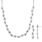 Crystal Allure Cluster Necklace And Linear Drop Earrings, Teens, Size: 18, White