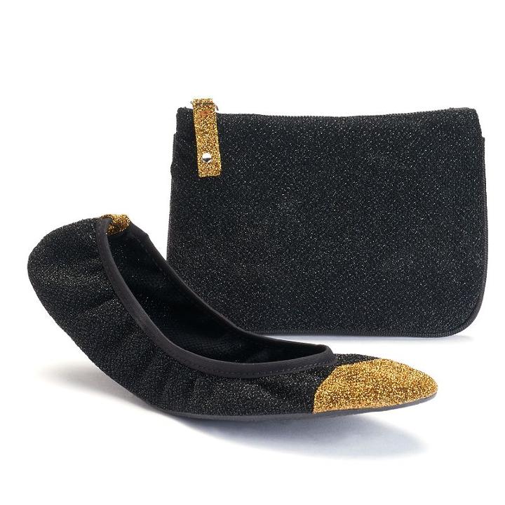 Sidekicks Enside Women's Foldable Ballet Flats, Size: Medium, Black