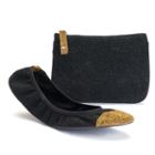Sidekicks Enside Women's Foldable Ballet Flats, Size: Medium, Black