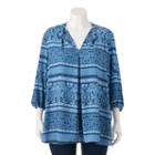 Juniors' Plus Size About A Girl Pleated V-neck Top, Size: 1xl, Light Blue