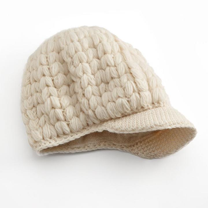 Sijjl Crochet Brim Wool Beanie, Women's, Beige Oth