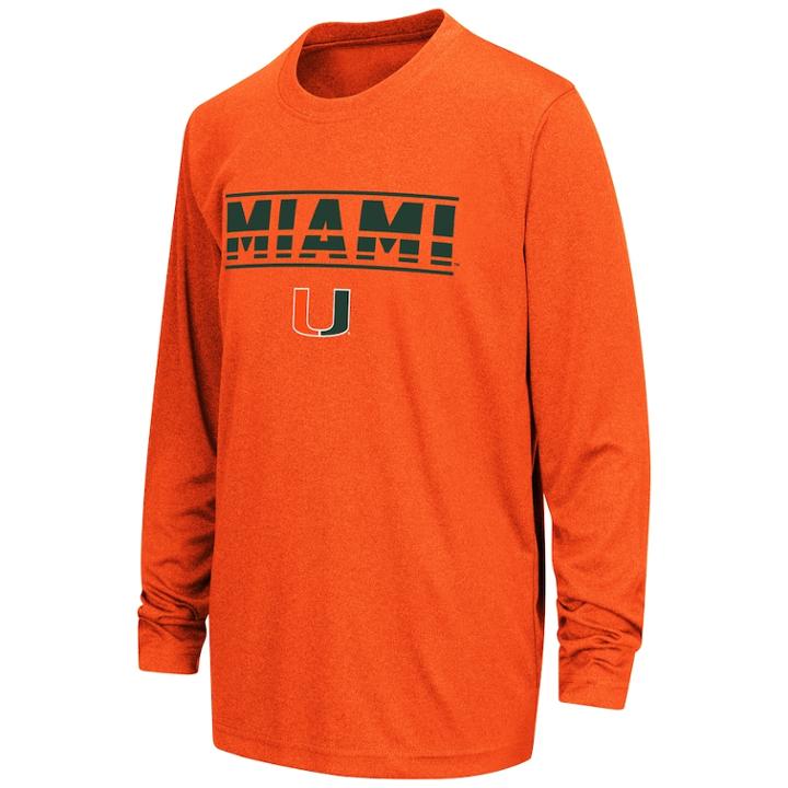 Boys 8-20 Miami Hurricanes Drone Tee, Size: M(12/14), Drk Orange
