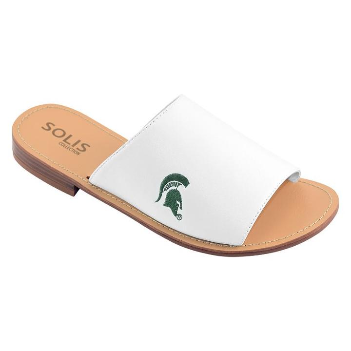 Women's Michigan State Spartans Fashionable Slide Sandals, Size: 9, White