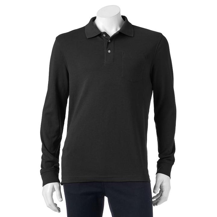 Men's Croft & Barrow&reg; Classic-fit Easy-care Interlock Polo, Size: Large, Black