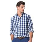 Men's Chaps Classic-fit Buffalo Check Poplin Stretch Button-down Shirt, Size: Xl, Blue
