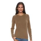 Women's Apt. 9&reg; Cashmere Crewneck Sweater, Size: Medium, Med Brown