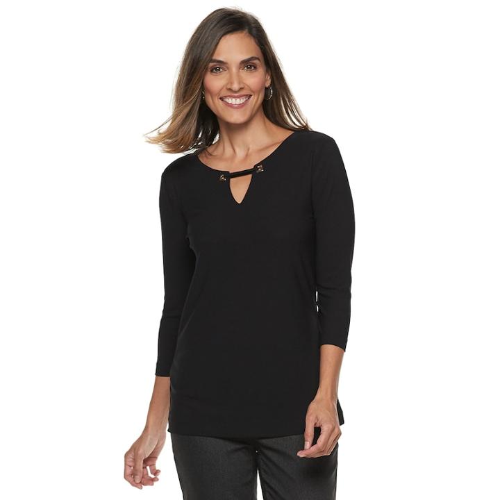 Women's Dana Buchman Keyhole Top, Size: Xl, Black