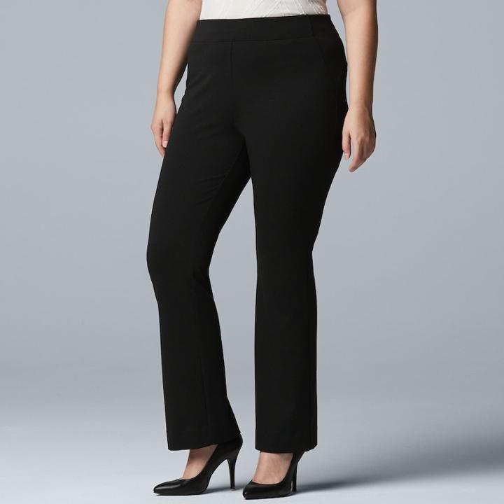 Plus Size Simpy Vera Vera Wang Midrise Bootcut Ponte Pants, Women's, Size: 1xl, Black