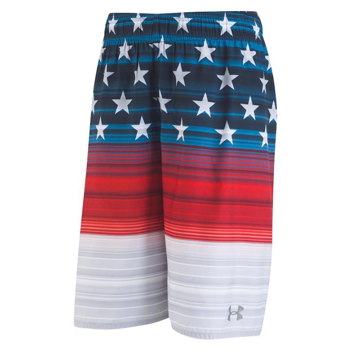 Boys 8-20 Under Armour Americana Striped Volley Shorts, Size: Small, Red