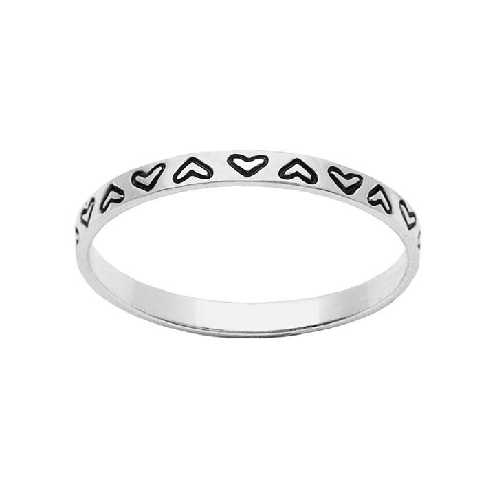 Itsy Bitsy Sterling Silver Heart Midi Ring, Women's, Size: 3, Grey
