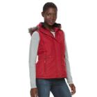 Women's Weathercast Hooded Puffer Vest, Size: Medium, Red