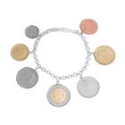 Sterling Silver Italian Lira Coin Bracelet, Women's, Size: 7.5