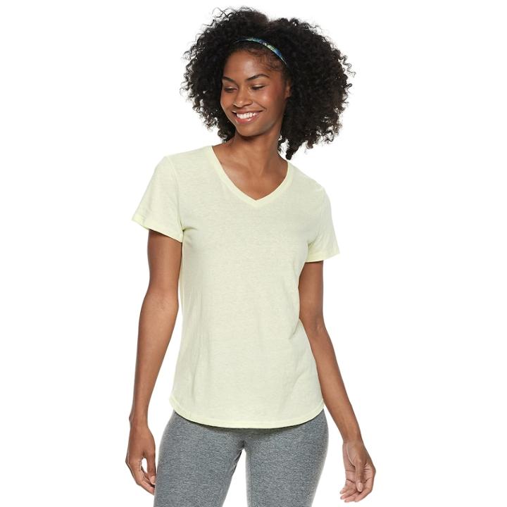 Women's Tek Gear&reg; Essential V-neck Short Sleeve Tee, Size: Medium, Lt Yellow