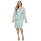 Plus Size Le Bos Sheath Dress & Georgette Jacket Set, Women's, Size: 20 W, Green Oth