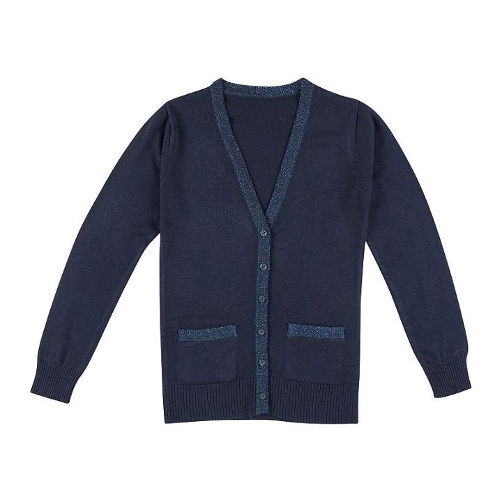 Girls 4-16 Chaps School Uniform Lurex Boyfriend Sweater, Girl's, Size: 5, Blue (navy)