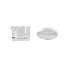 New York Giants Team Logo & Football Mismatch Stud Earrings, Silver
