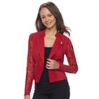 Juniors' Candie's&reg; Lace Crop Moto Jacket, Teens, Size: Large, Med Red