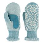 Women's Isotoner Snowflake Knit Smartouch Tech Mittens, Green