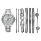 Women's Watch & Crystal Bracelet Set, Size: Medium, Grey