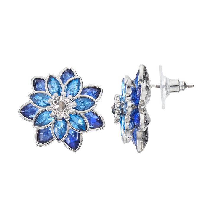 Blue Flower Nickel Free Drop Earrings, Women's, Blue Other