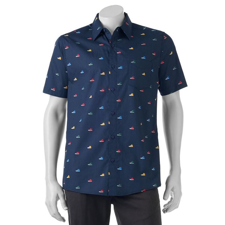 Men's Haggar Classic-fit Button-down Shirt, Size: Medium, Blue (navy)