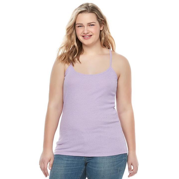 Juniors' Plus Size So&reg; Ribbed Camisole, Girl's, Size: 2xl, Brt Purple