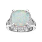 Sterling Silver Lab-created White Opal & White Sapphire Halo Ring, Women's, Size: 7