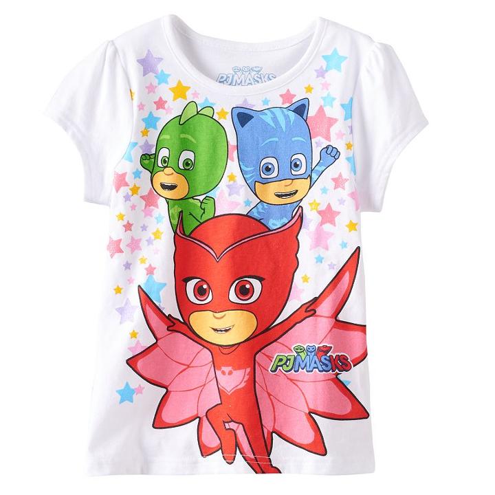 Girls 4-6x Pj Masks Catboy, Owlette & Gekko Star Graphic Tee, Girl's, Size: 6, White