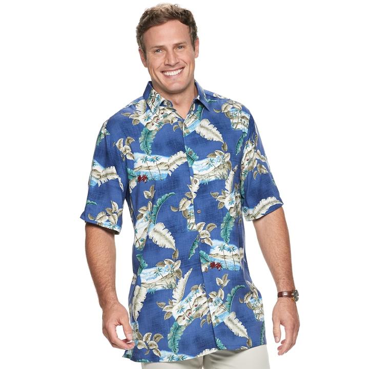 Big & Tall Batik Bay Tropical Button-down Shirt, Men's, Size: 2xb, Blue (navy)