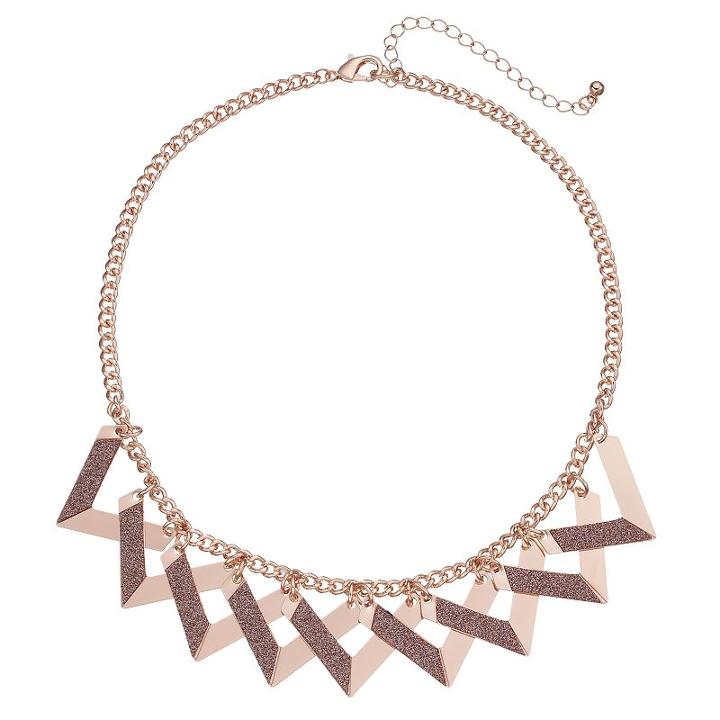 Glittery Triangle Statement Necklace, Women's, Pink