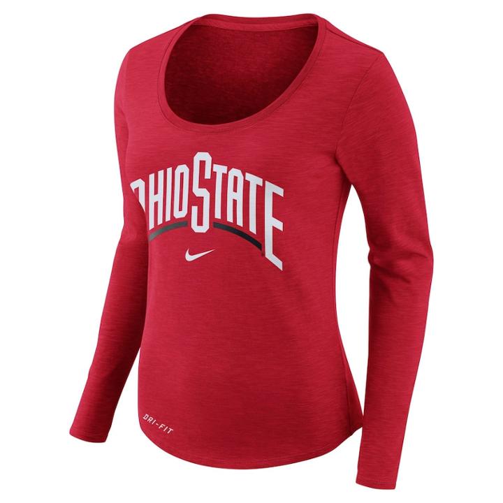 Women's Nike Ohio State Buckeyes Slubbed Dri-fit Tee, Size: Small, Red