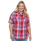 Plus Size Croft & Barrow&reg; Roll-tab Woven Shirt, Women's, Size: 1xl, Med Red