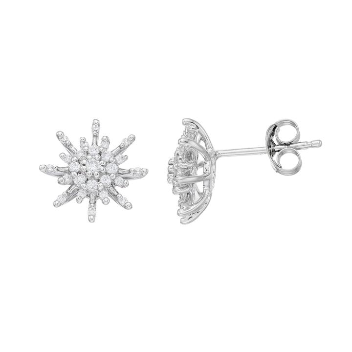 Simply Vera Vera Wang Sterling Silver 1/3 Carat T.w. Diamond Snowflake Stud Earrings, Women's, White