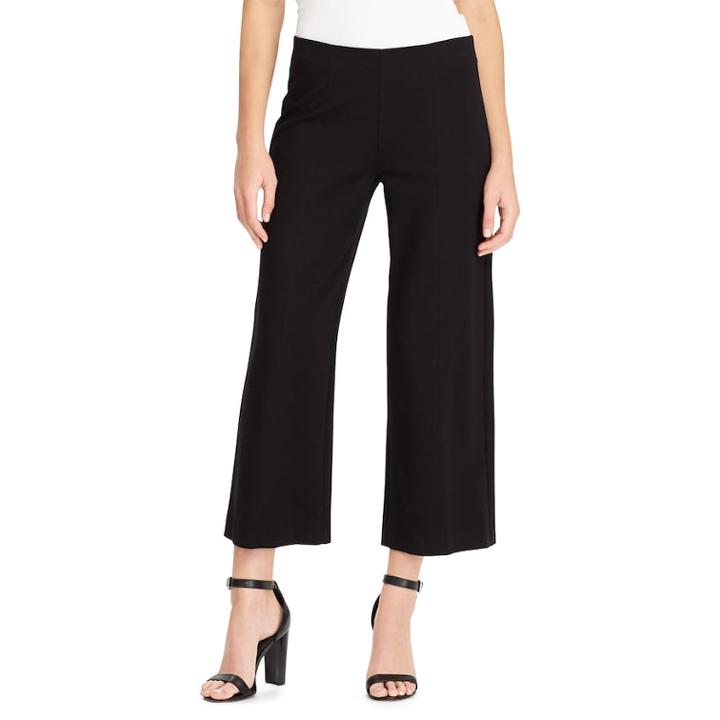 Petite Chaps Crop Wide-leg Ponte Pants, Women's, Size: M Petite, Black