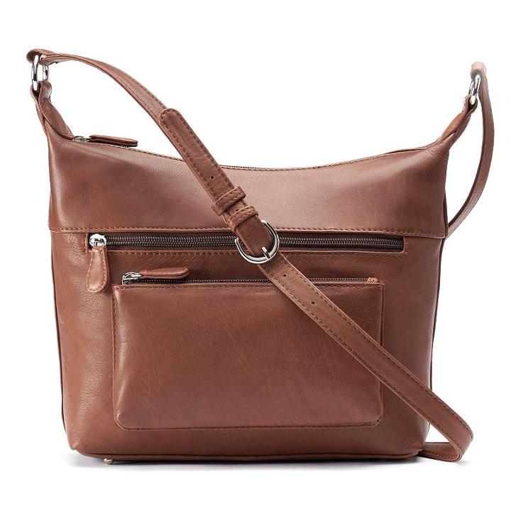 Ili Leather Front Pocket Crossbody Bag, Women's, Brown