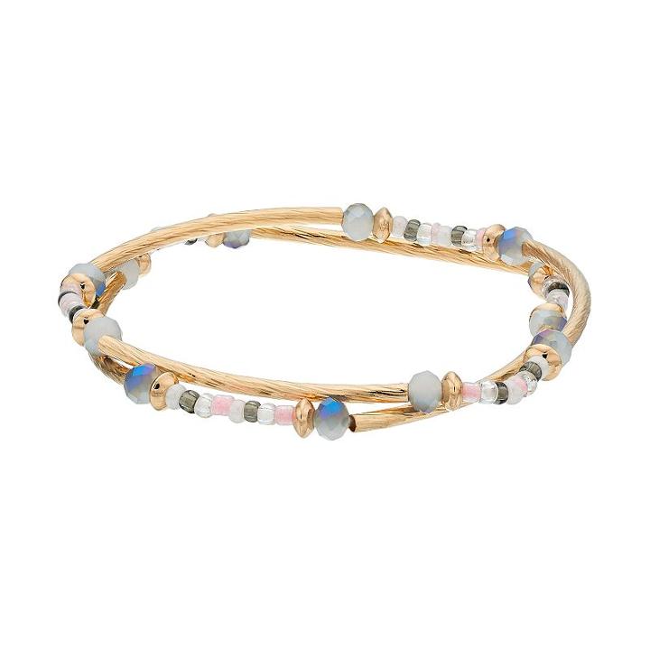 Lc Lauren Conrad Beaded Twisted Tube Stretch Bracelet Set, Women's, Grey