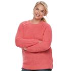 Juniors' Plus Size So&reg; Raglan Crewneck Sweater, Teens, Size: 1xl, Drk Orange