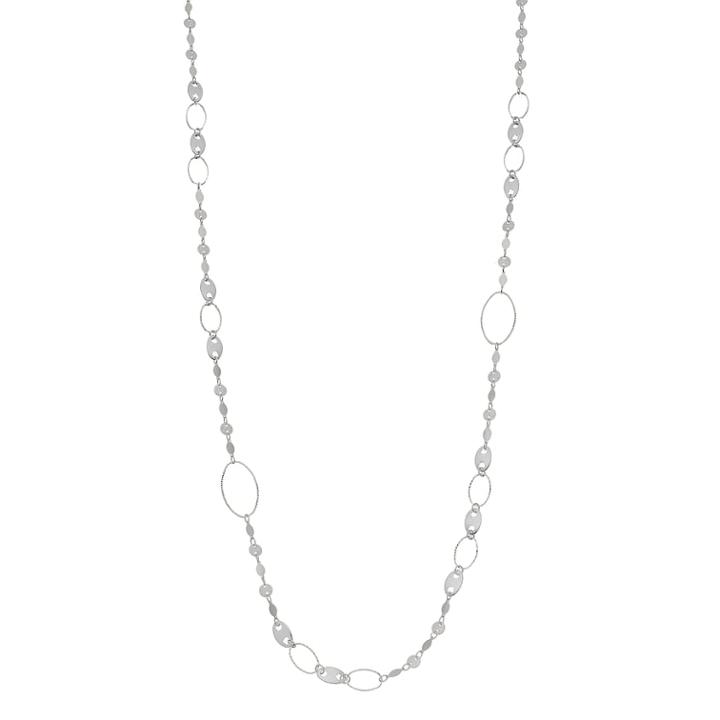 Disc & Oval Link Long Nickel Free Necklace, Women's, Silver